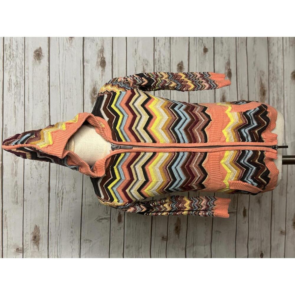 Missoni for Target retro multicolored chevron knit zip front hooded sweater 3/3T